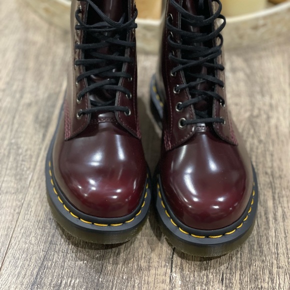 Dr. Martens Vegan 1460 Lace Up Boots Cherry Red Size 8 Women’s - Picture 7 of 14